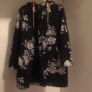 Joules Long Right as Rain Floral Raincoat